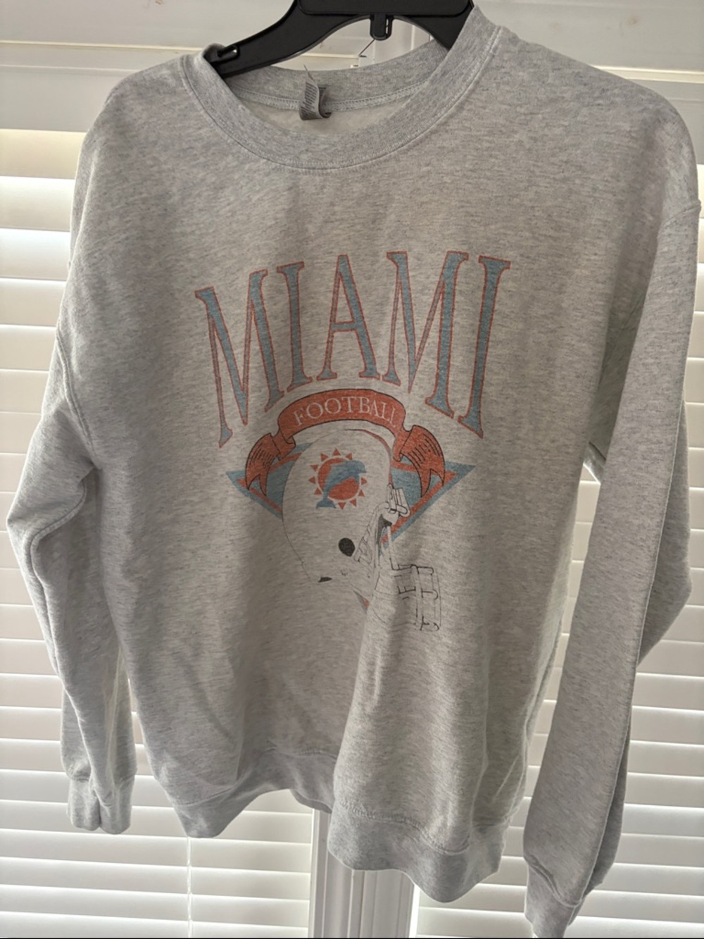 Gildan Gray Miami Football Sweatshirt with Retro Logo